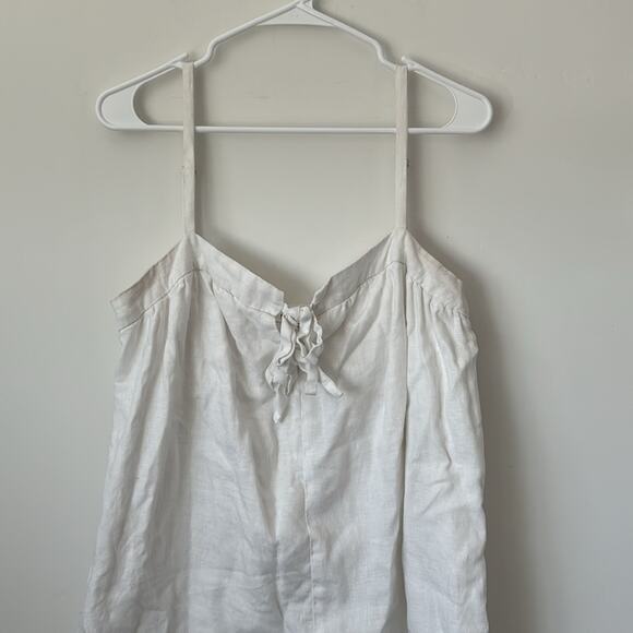 Reformation Winifred White Linen Mini Dress with Bow Detail Size: 10 - Picture 6 of 10